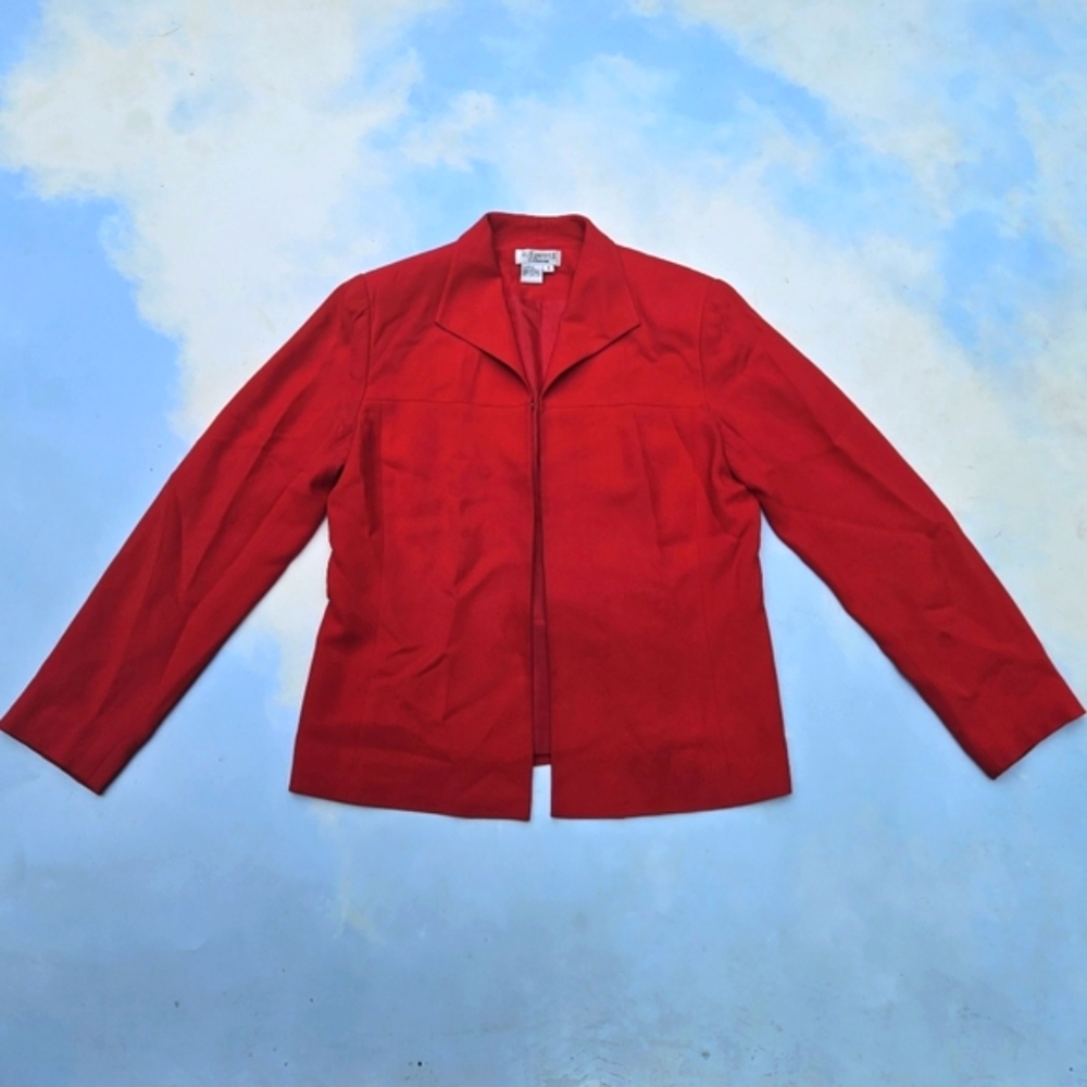 100% Silk Red Blazer Classic Cherry Red Chic Suiting Blazer High-End Silk Jacket